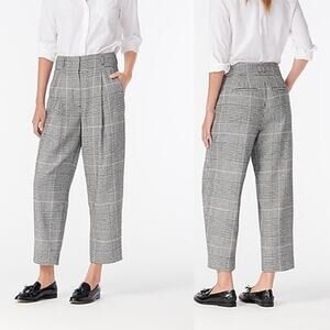 NEW J. Crew High-rise Tapered Cropped Pant Women's plaid Italian Wool Size: 4
